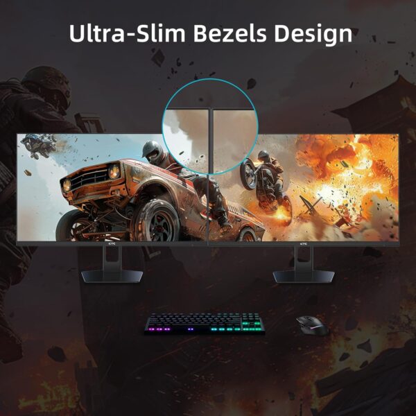 KTC 27” Gaming Monitor 180Hz QHD(2560× 1440p), 1MS,Fast IPS Monitor,122% sRGB,2X DP & 2X HDMI,HDR 10,VESA,FreeSync 144Hz 2K Monitor Black