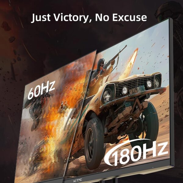 KTC 27” Gaming Monitor 180Hz QHD(2560× 1440p), 1MS,Fast IPS Monitor,122% sRGB,2X DP & 2X HDMI,HDR 10,VESA,FreeSync 144Hz 2K Monitor Black
