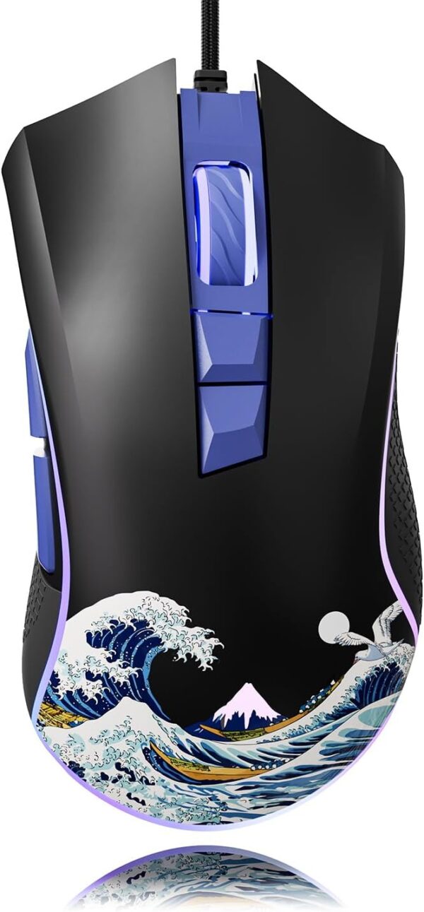 XVX Wired Gaming Mouse, 12000 DPI RGB Gaming Mouse with 12 Backlit Modes & 7 Macro Buttons, PC Gaming Mice Support DIY Keybinding, Mouse Gamer Computer Mouse for Laptop PC Mac Windows, Kanagawa