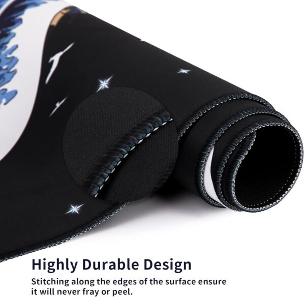 MEWOOCUE® Gaming Mouse Pad for Desk,Large Wave Mousepad Laptop,Black Japanese Anime Mouse Mat,Long XXL Waterproof Keyboard Pads,Big Non-Slip Mousepads for Game Office Home（31.5 x 11.9 in）