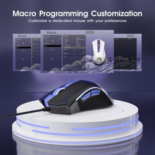 XVX Wired Gaming Mouse, 12000 DPI RGB Gaming Mouse with 12 Backlit Modes & 7 Macro Buttons, PC Gaming Mice Support DIY Keybinding, Mouse Gamer Computer Mouse for Laptop PC Mac Windows, Kanagawa