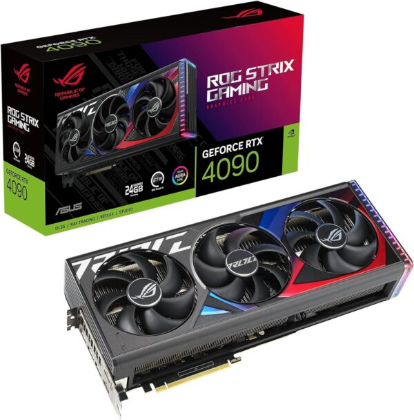 ASUS ROG Strix GeForce RTX 4090 Gaming Graphics Card (PCIe 4.0, 24GB GDDR6X, HDMI 2.1a, DisplayPort 1.4a, DLSS3 Support, Supports 4K)
