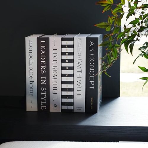 Updated Folding Decorative Books for Home Decor Set of 6 Coffee Table Books, Black and White Desk Shelf Decor,Faux/Fake Books for Decoration Office Bookshelf Decor Home Décor Accents