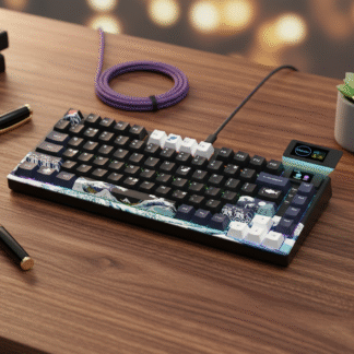 XVX Womier S-K80 75% Keyboard with Color Multimedia Display Mechanical Gaming Keyboard, Wired Hot Swappable Gasket Mount RGB Custom Keyboard, Pre-lubed Stabilizer for Mac/Win, Black Kanagawa